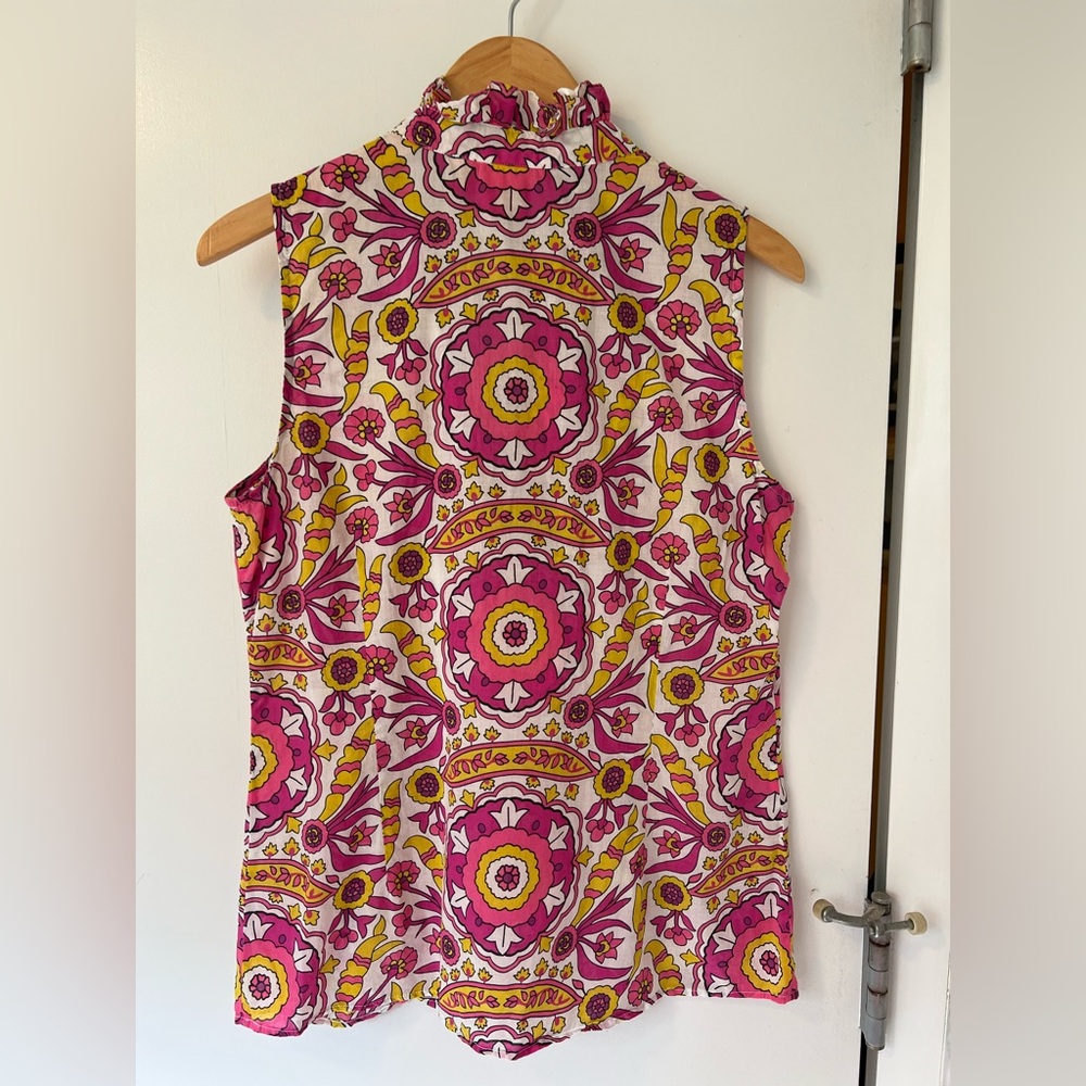 Tory Burch Pink and Yellow Floral Sleeves Blouse - Picture 5 of 6